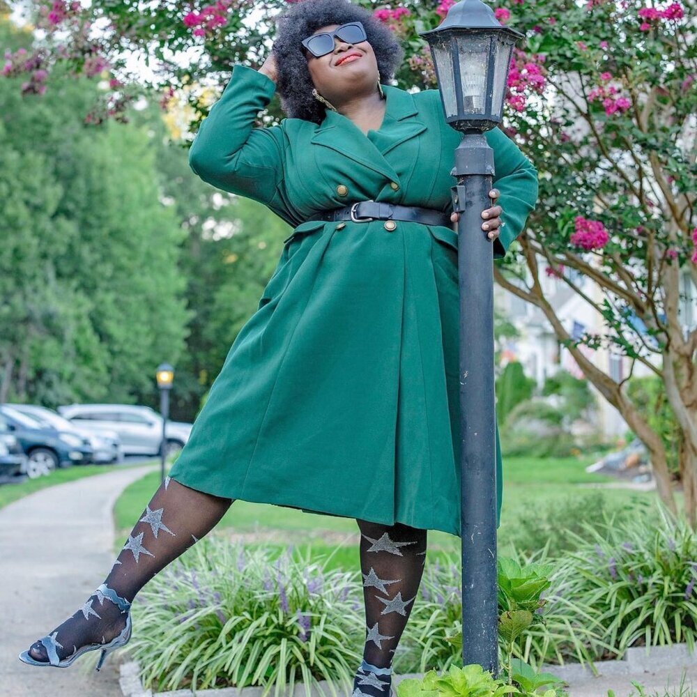 ModCloth Green “Along for the Ride” Crepe Coat size M